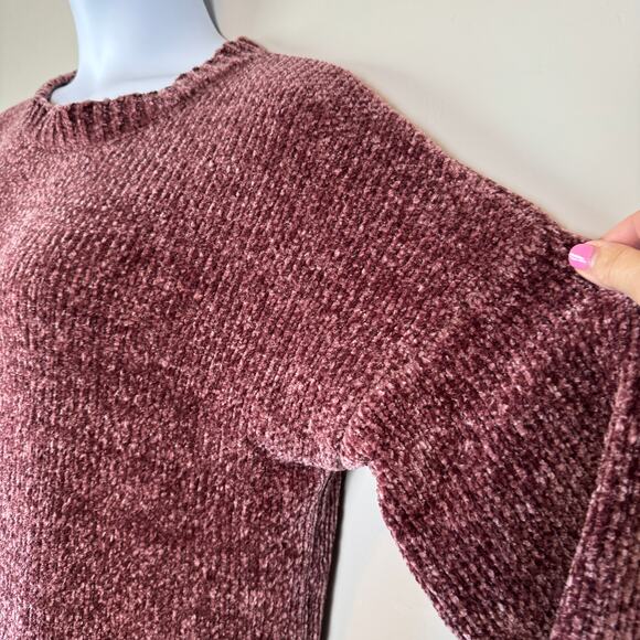 Seven7 Womens Sz M Pullover Sweater Mauve Chenille Knit Minimalist Comfort Cozy - Picture 5 of 9